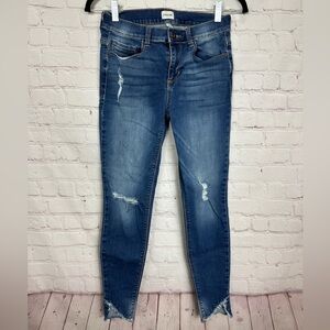 Sneak Peek Womens Denim Skinny Jeans Mid‎ Rise Distressed sz 7, GUC